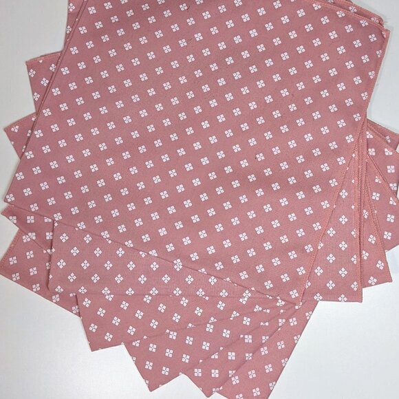 Vintage Pink Polka Dot Diamond Cloth Napkin Set (x6) - Picture 5 of 6